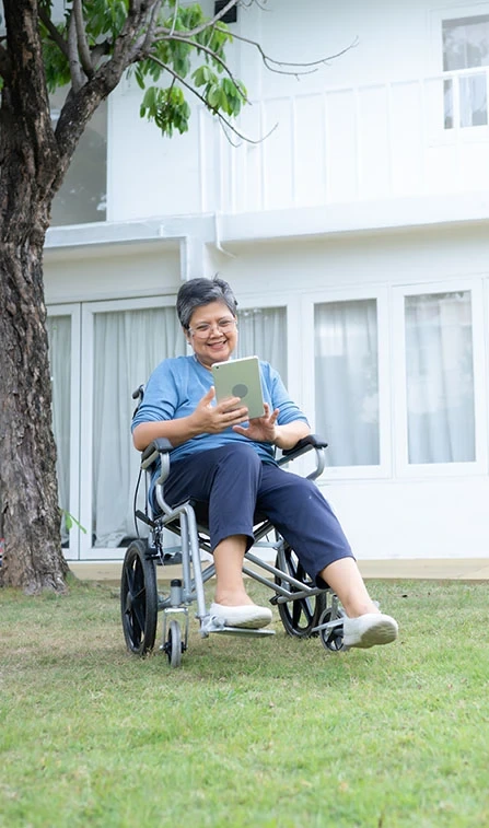 Happy Face Lady Holding Mobile